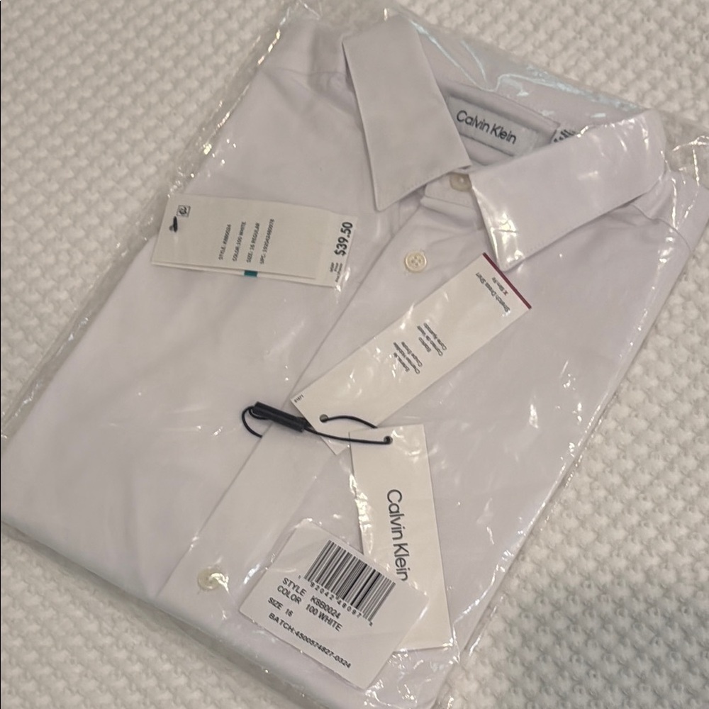 Calvin Klein White Button Down Shirt Crisp Formal Wear